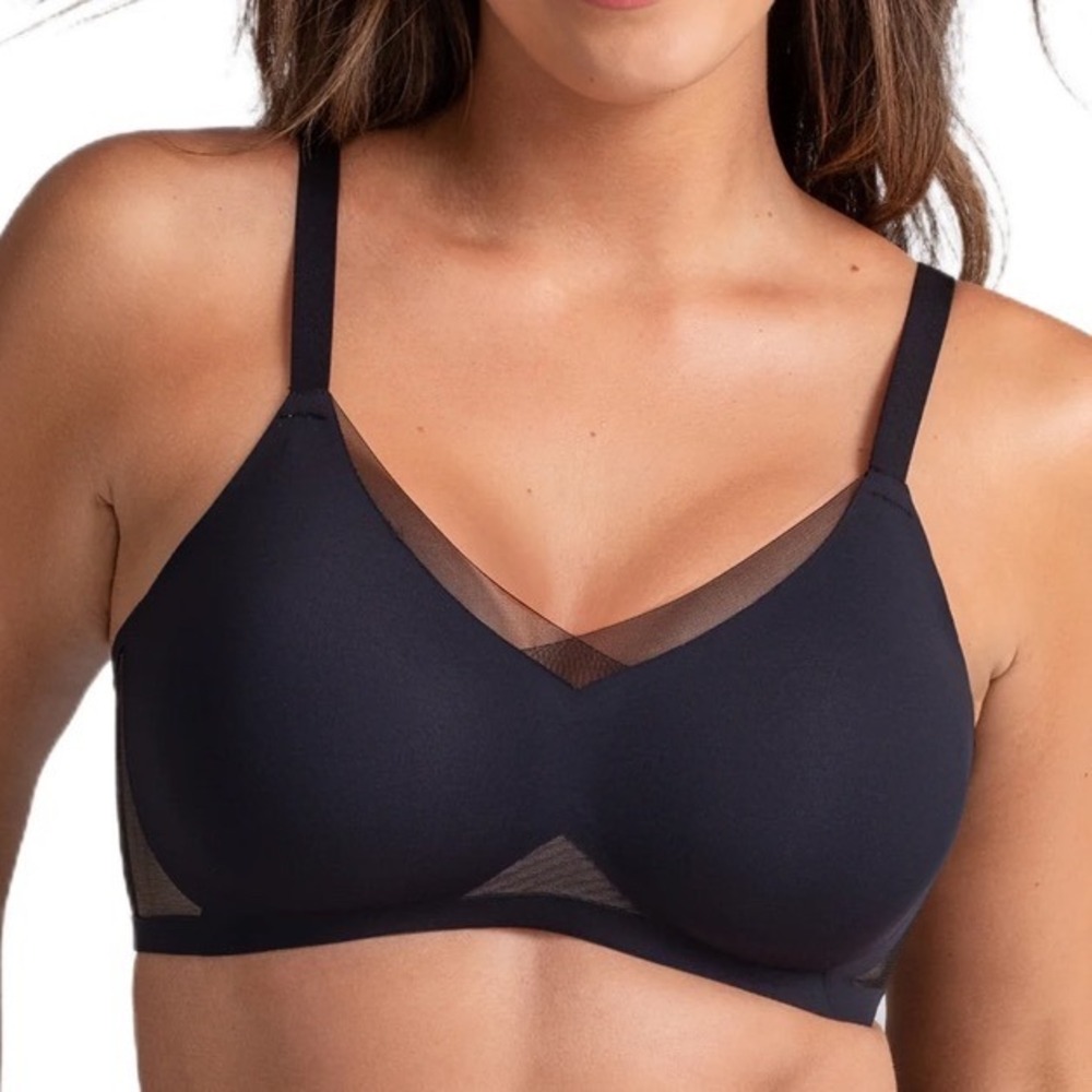 Honeylove Crossover V-Neck Bra Runway Black Wire Free Smoothing 3X New With Tags